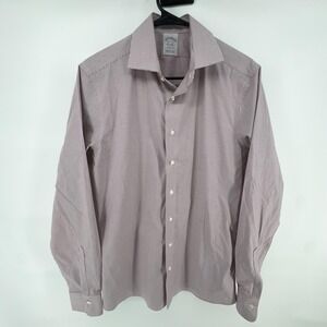 Brooks Brothers Dress Shirt Mens 15.5 34/35 Red Stripe Soho Fit Non Iron Stretch